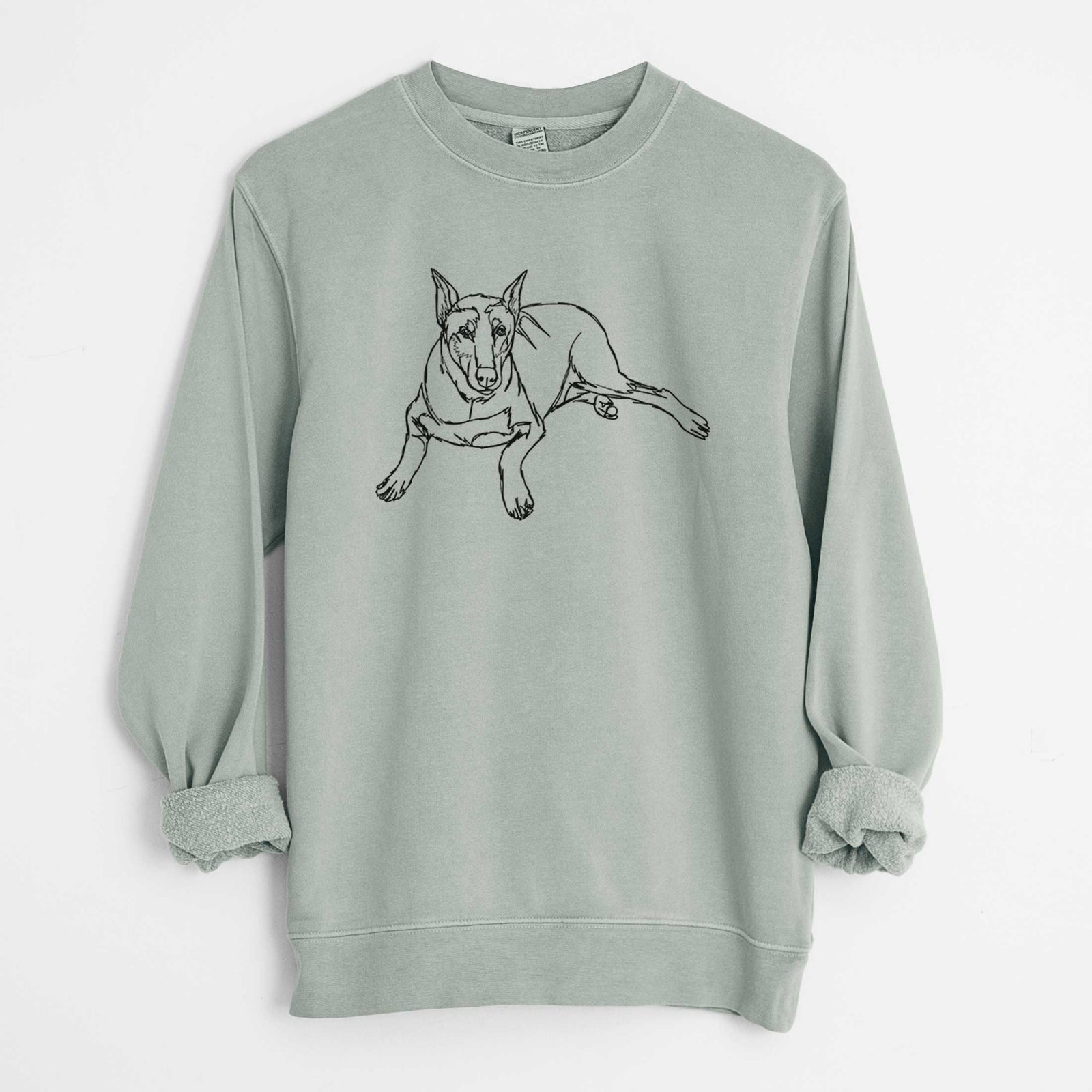Doodled Ginger the Doberman Pinscher - Unisex Pigment Dyed Crew Sweatshirt