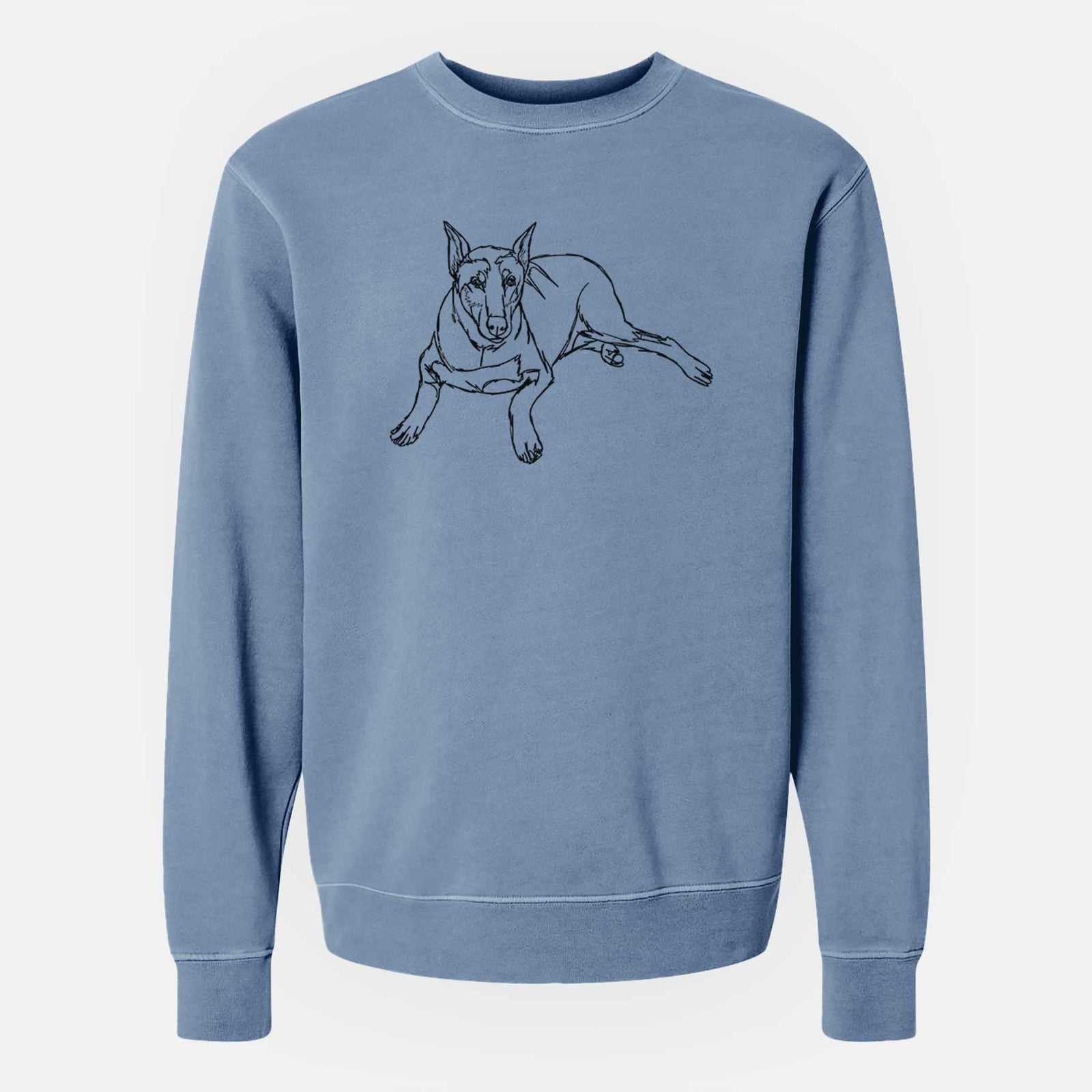 Doodled Ginger the Doberman Pinscher - Unisex Pigment Dyed Crew Sweatshirt