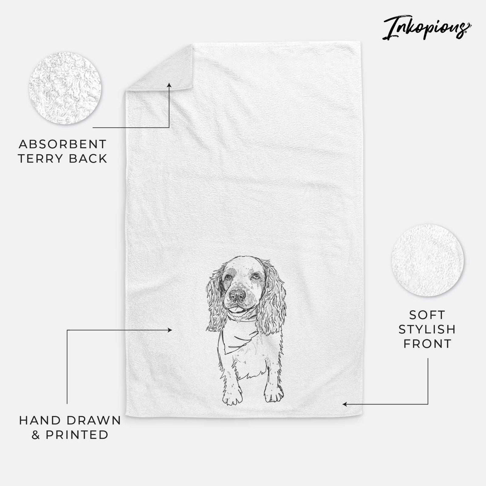 Doodled Ginger the Spaniel Mix Decorative Hand Towel