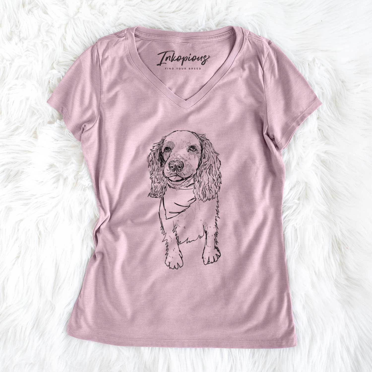 Doodled Ginger the Spaniel Mix - Women's V-neck Shirt