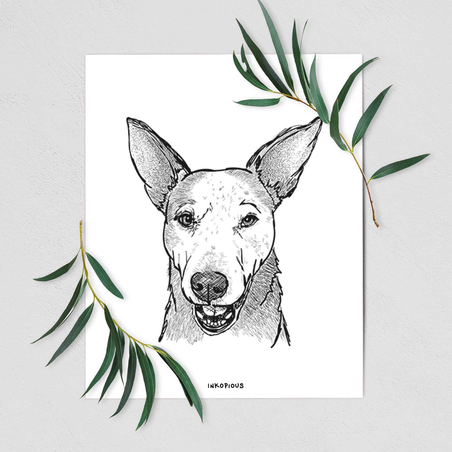 Doodled Giselle the Australian Cattle Dog Mix Art Print