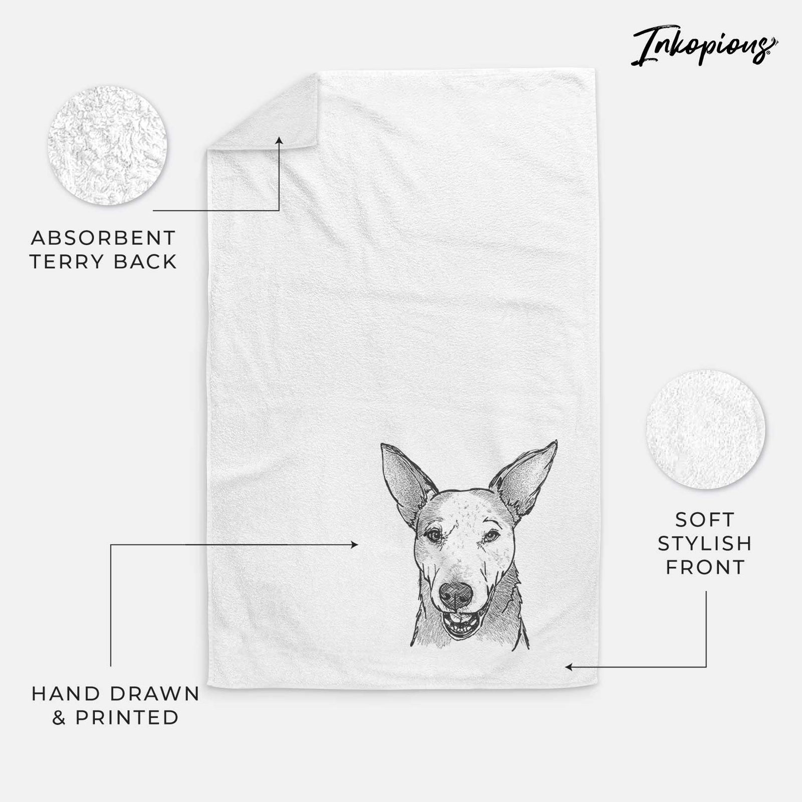 Doodled Giselle the Australian Cattle Dog Mix Decorative Hand Towel