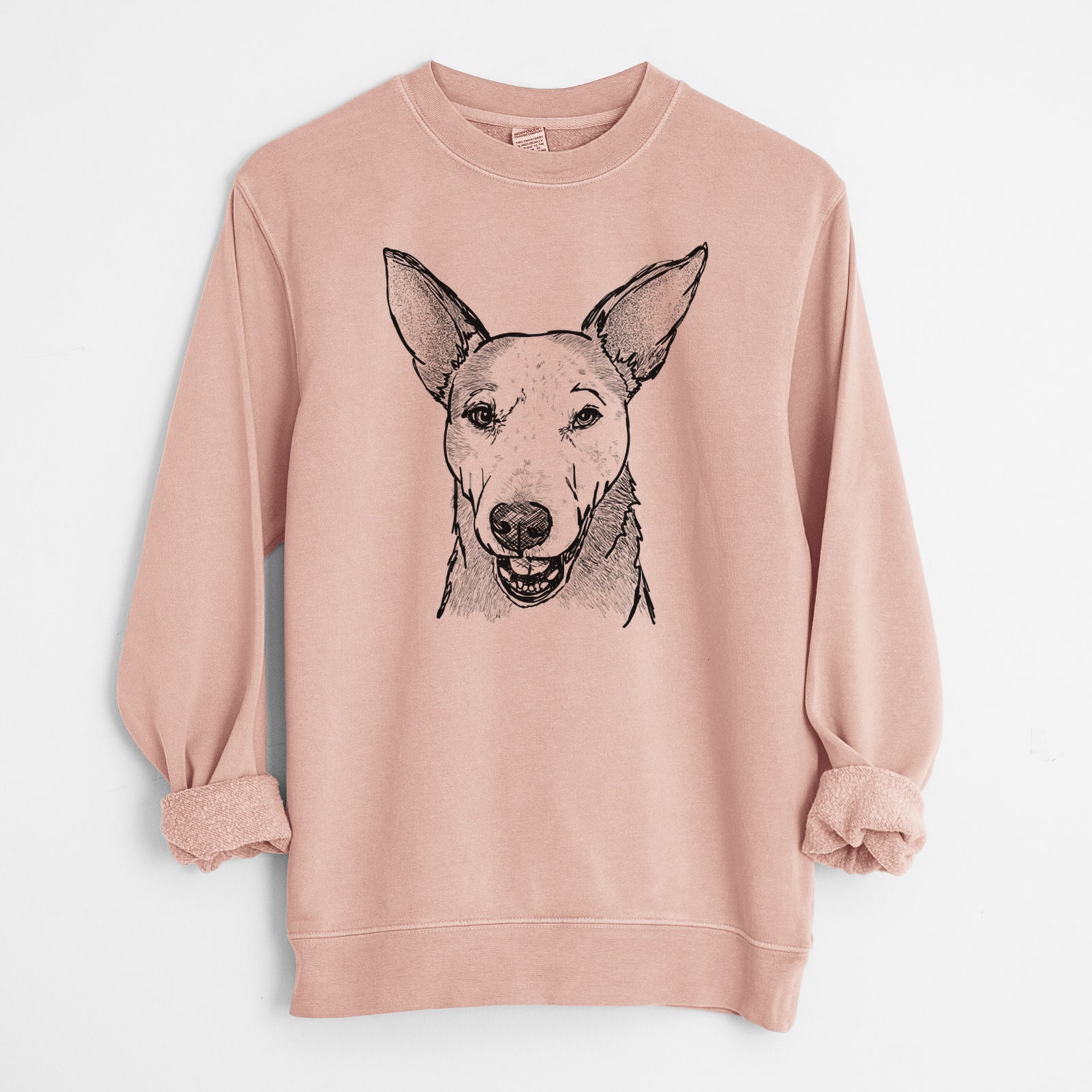 Doodled Giselle the Australian Cattle Dog Mix - Unisex Pigment Dyed Crew Sweatshirt