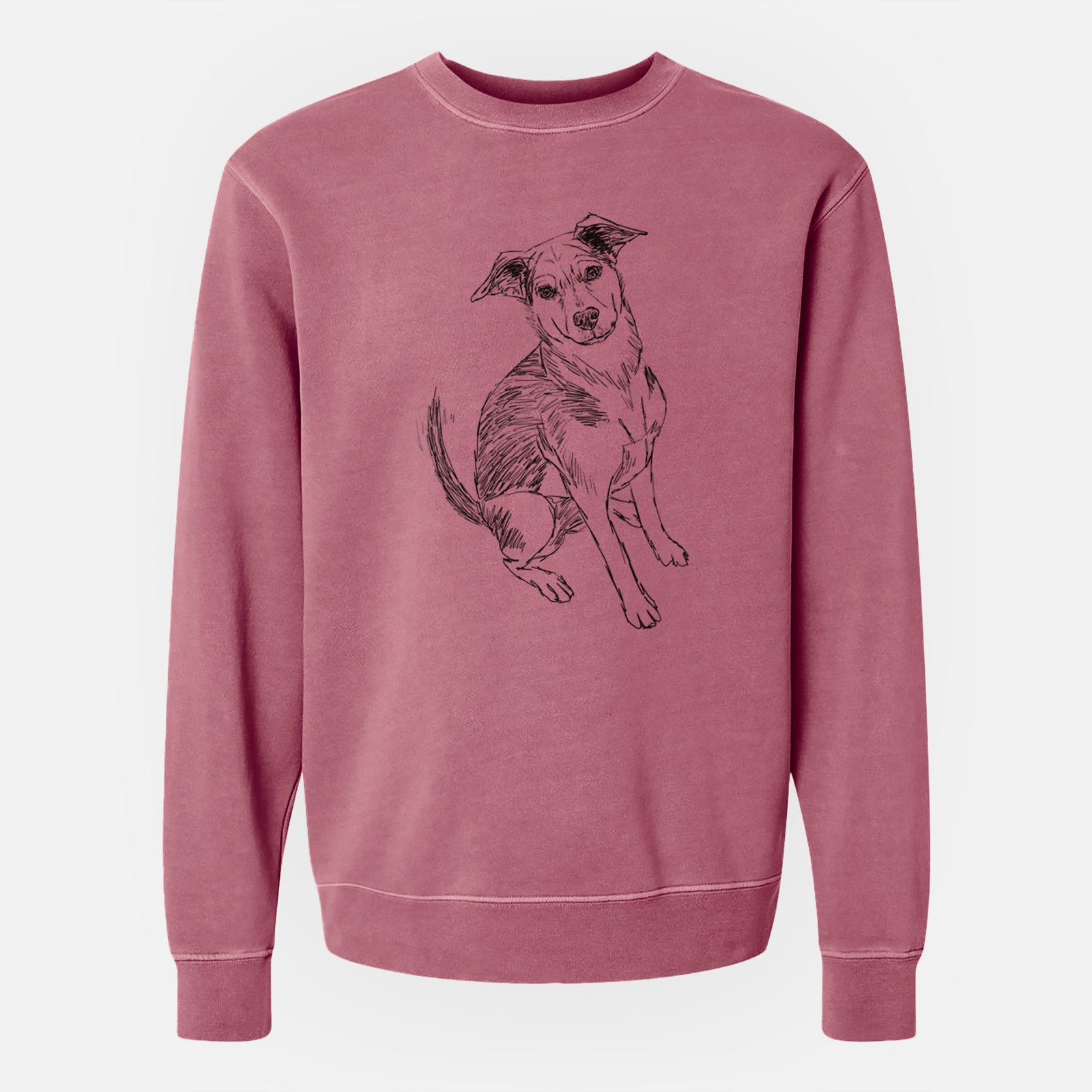 Doodled Gouda the Hound Terrier Mix - Unisex Pigment Dyed Crew Sweatshirt
