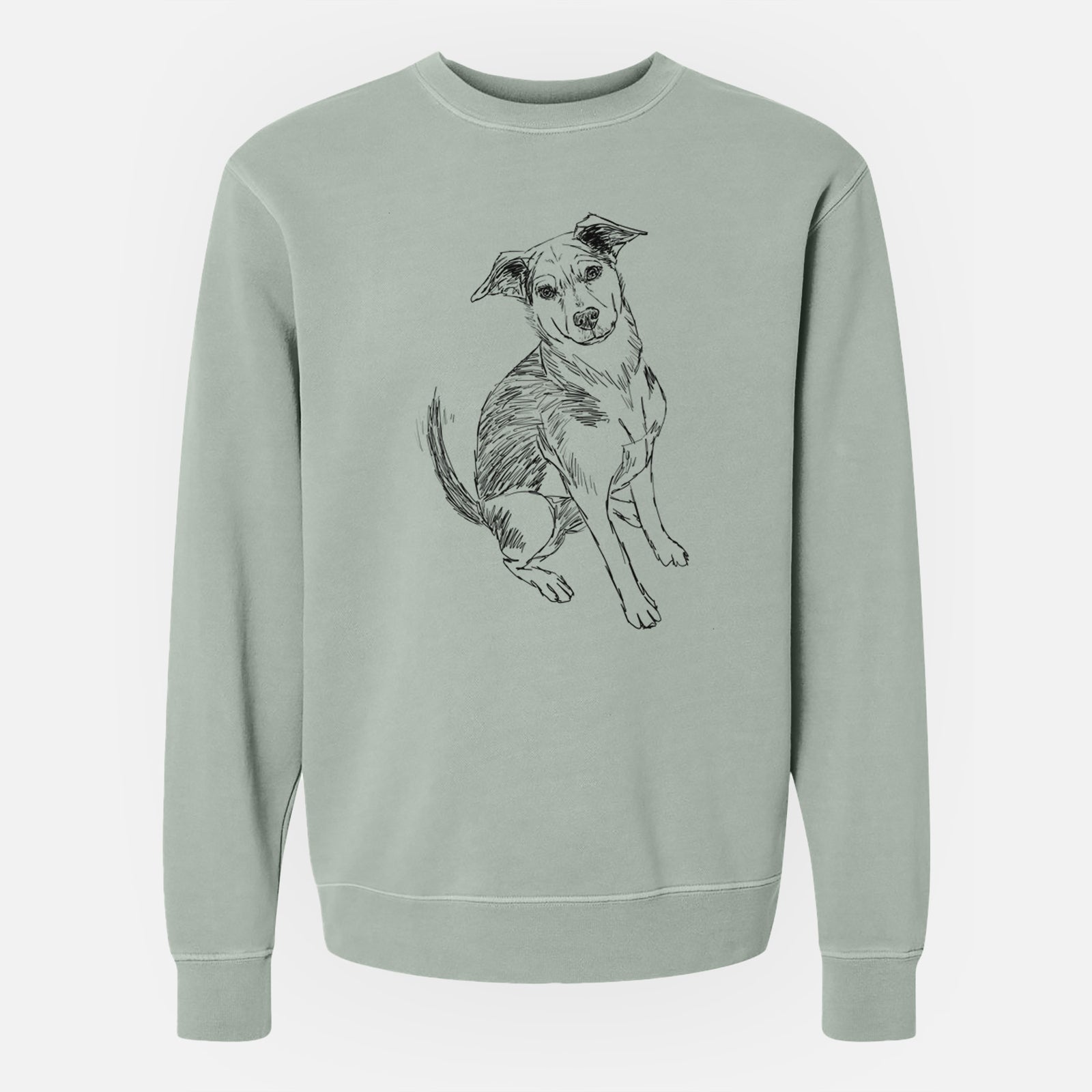 Doodled Gouda the Hound Terrier Mix - Unisex Pigment Dyed Crew Sweatshirt