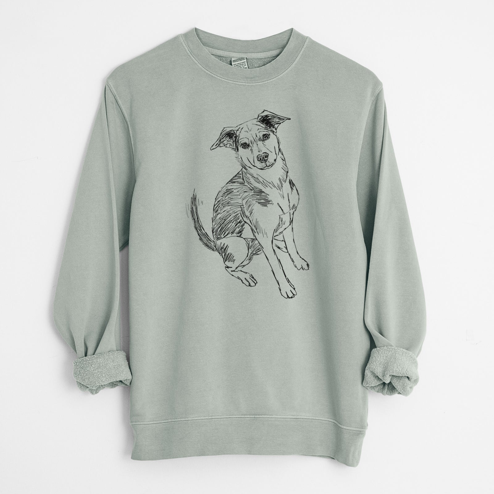 Doodled Gouda the Hound Terrier Mix - Unisex Pigment Dyed Crew Sweatshirt