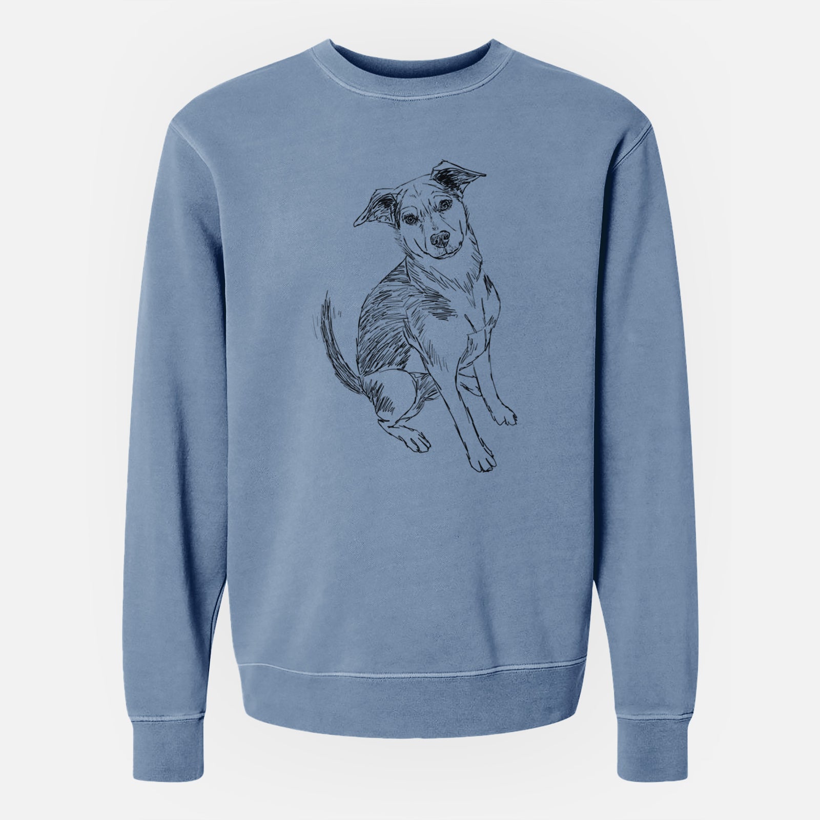 Doodled Gouda the Hound Terrier Mix - Unisex Pigment Dyed Crew Sweatshirt