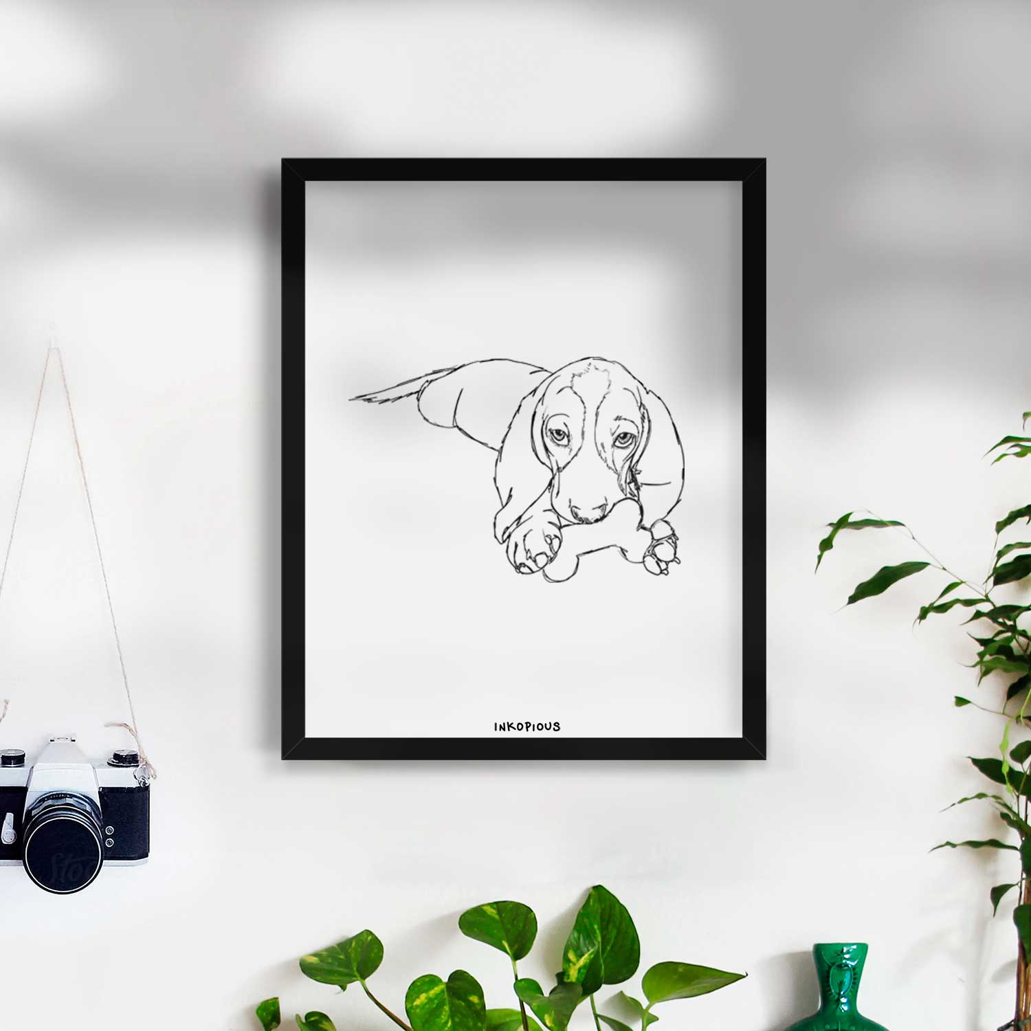 Doodled Gracie the Basset Hound Art Print