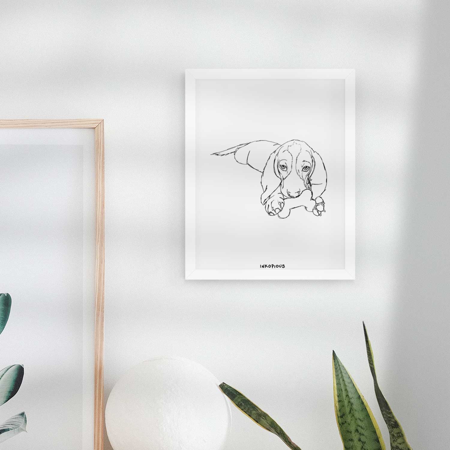 Doodled Gracie the Basset Hound Art Print