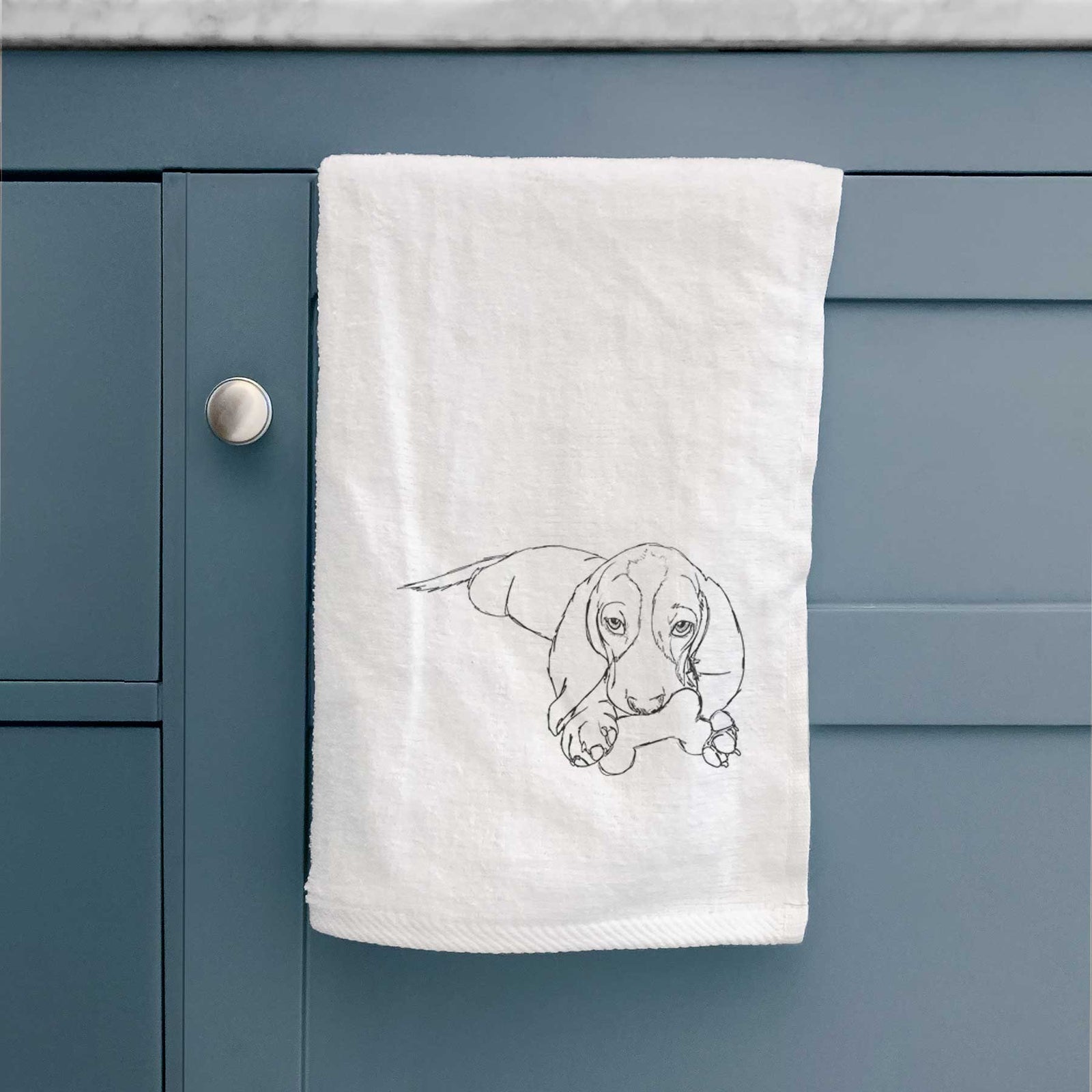 Doodled Gracie the Basset Hound Decorative Hand Towel