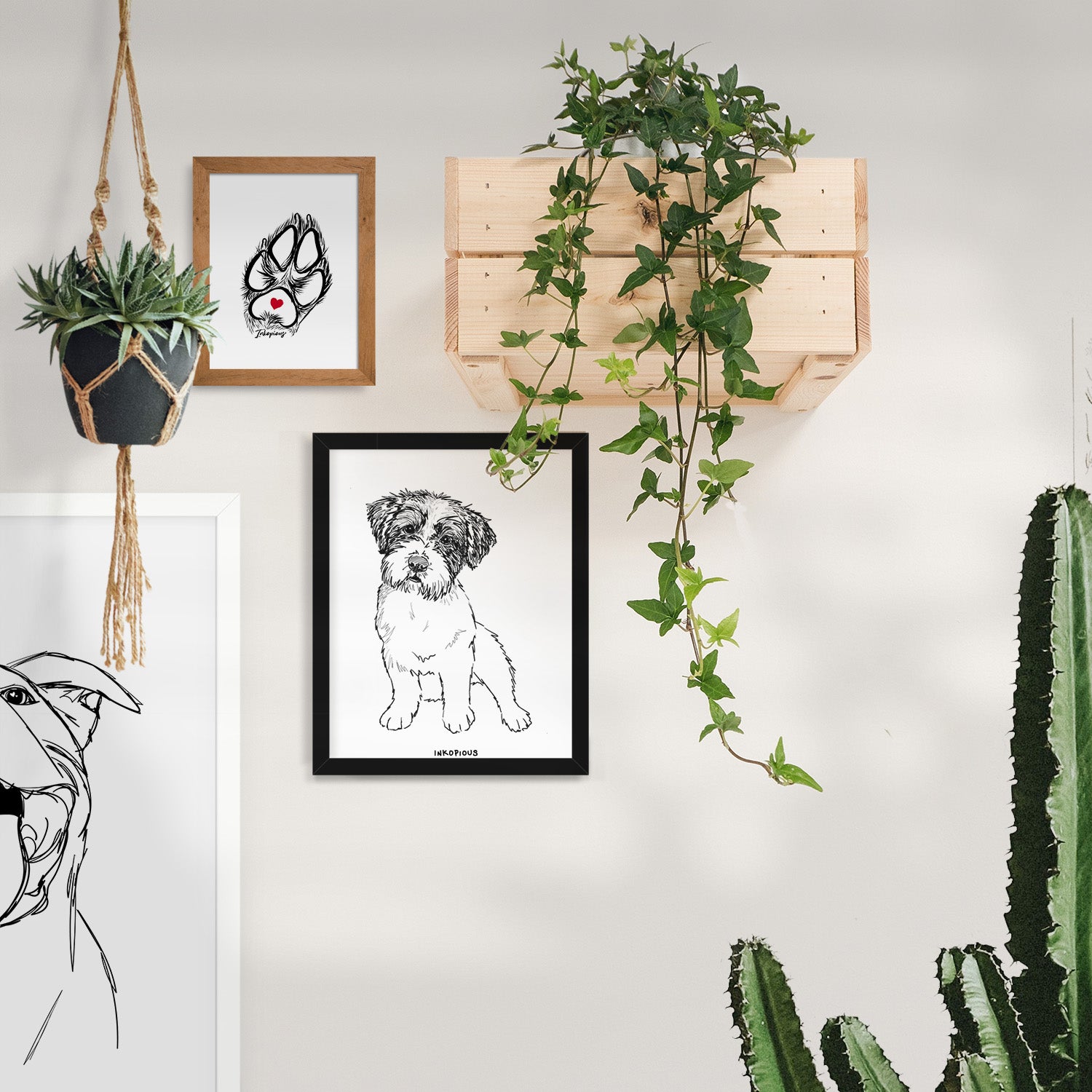 Doodled Groot the Maltese Mix Art Print
