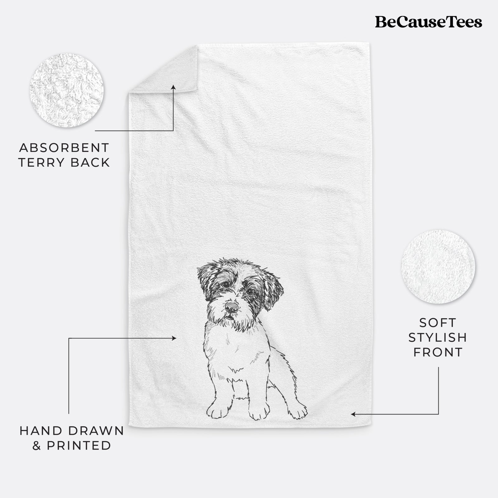 Doodled Groot the Maltese Mix Decorative Hand Towel