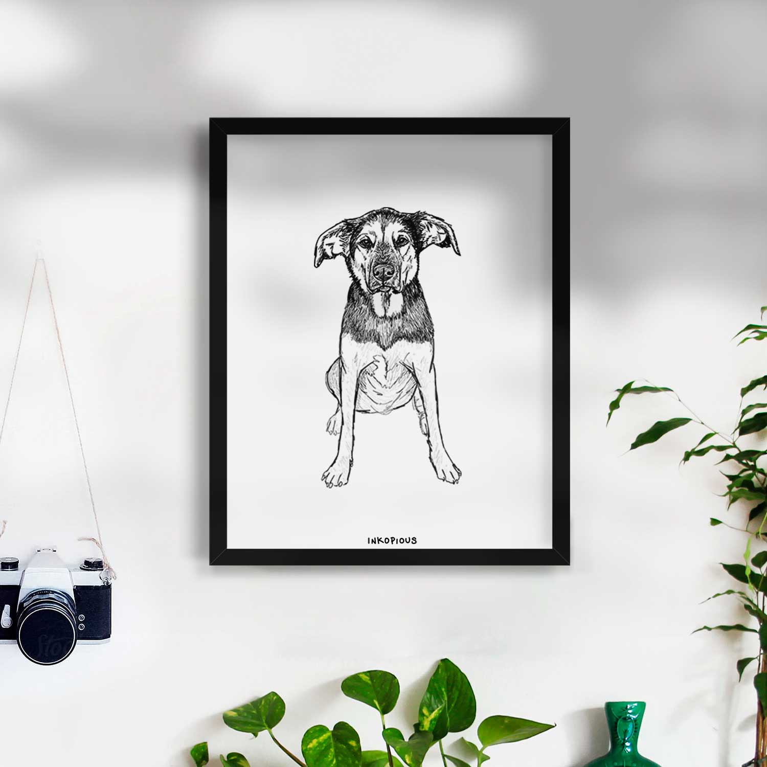 Doodled Gunner the Hound Mix Art Print