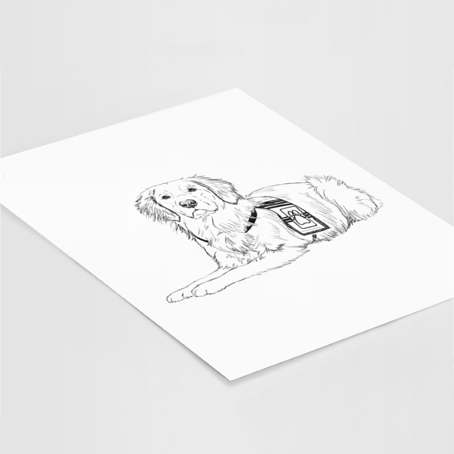 Doodled Gus the Golden Retriever Art Print