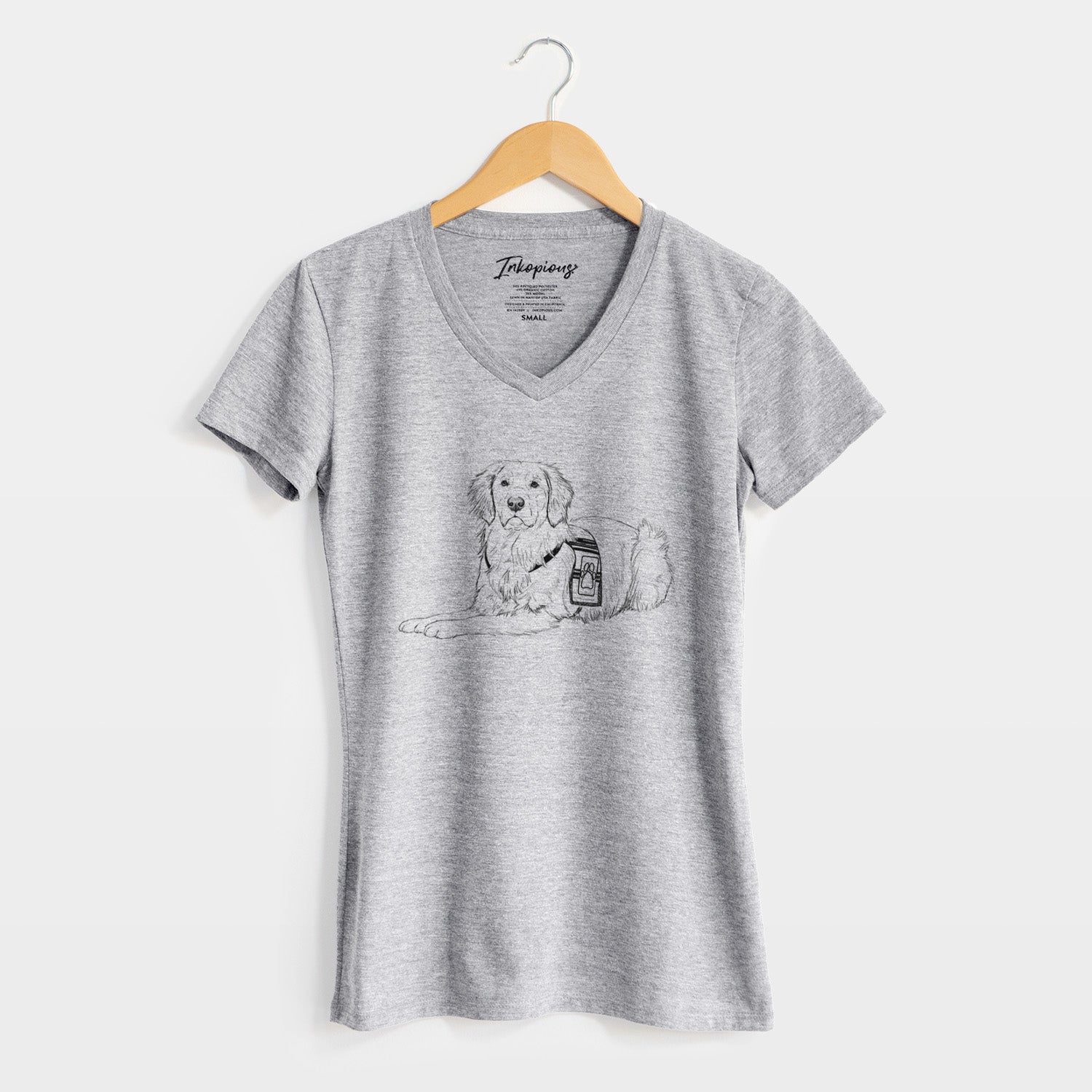 Doodled Gus the Golden Retriever - Women's Perfect V-neck Shirt