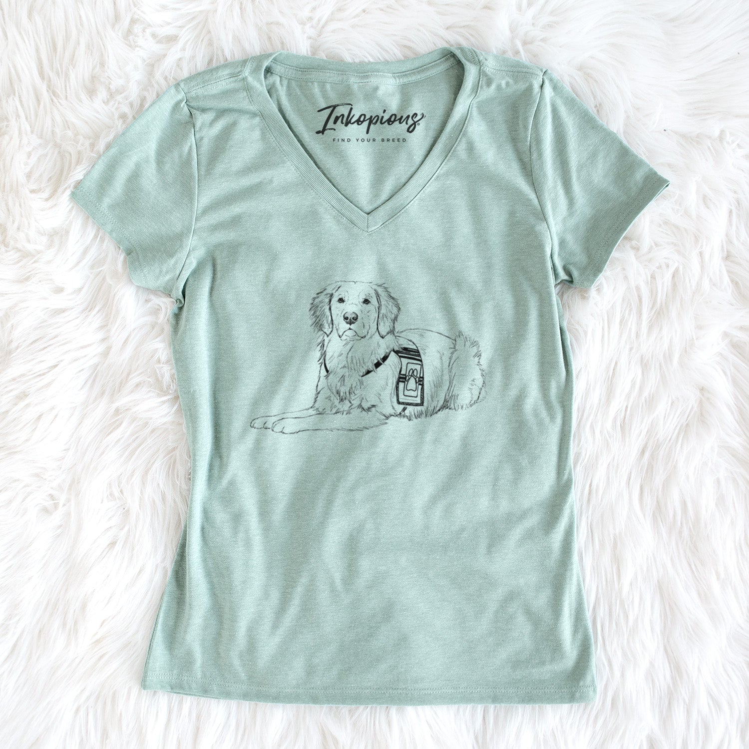 Doodled Gus the Golden Retriever - Women's Perfect V-neck Shirt
