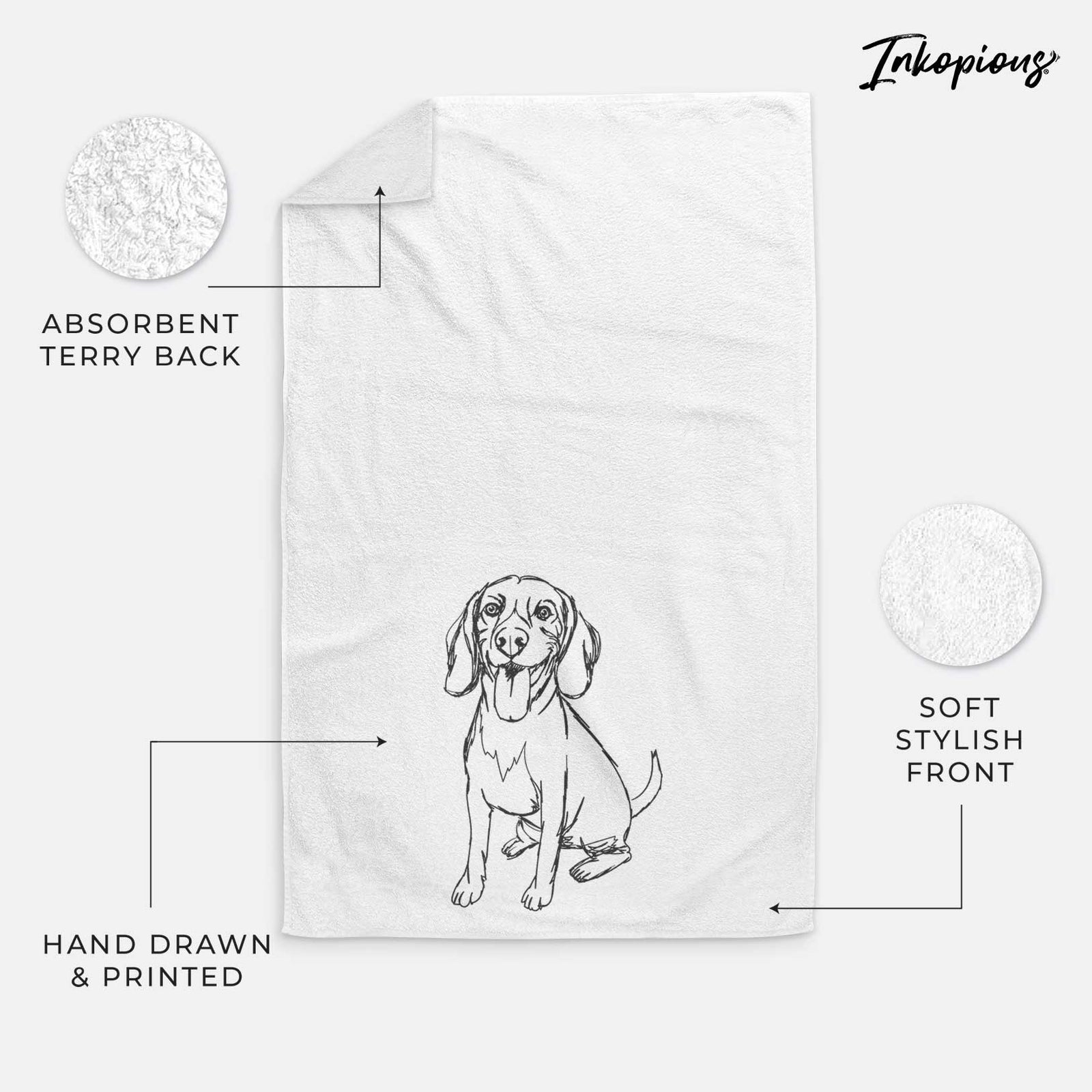Doodled Halo the Beagle Decorative Hand Towel