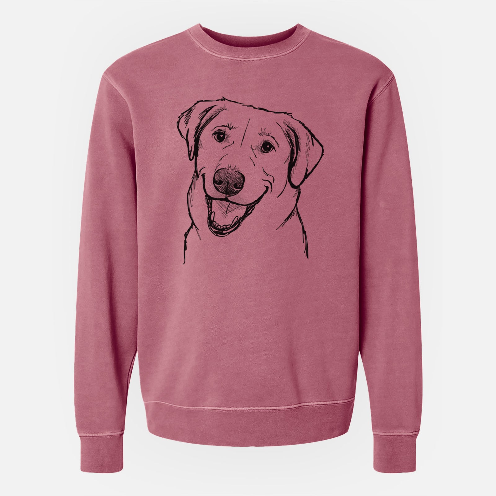 Doodled Happy Harley the Lab Mix - Unisex Pigment Dyed Crew Sweatshirt