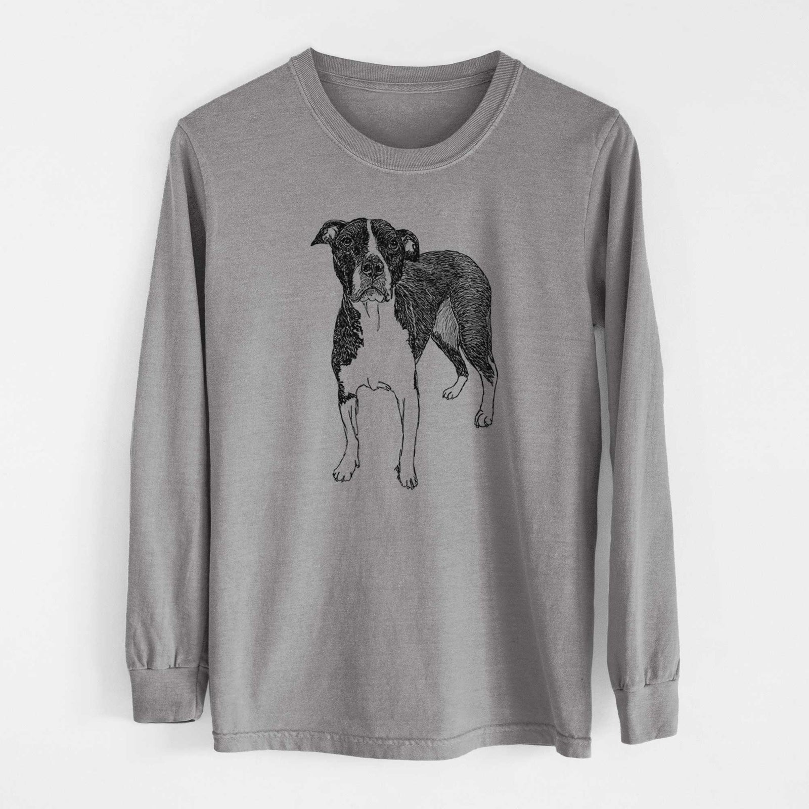 Doodled Harley Quinn the American Staffordshire Terrier - Heavyweight 100% Cotton Long Sleeve