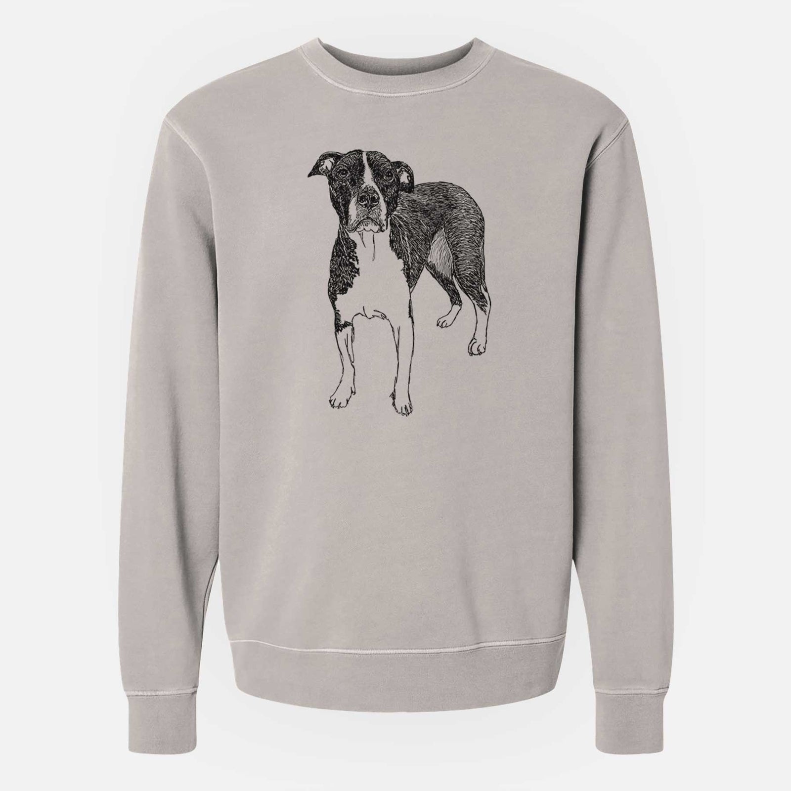 Doodled Harley Quinn the American Staffordshire Terrier - Unisex Pigment Dyed Crew Sweatshirt
