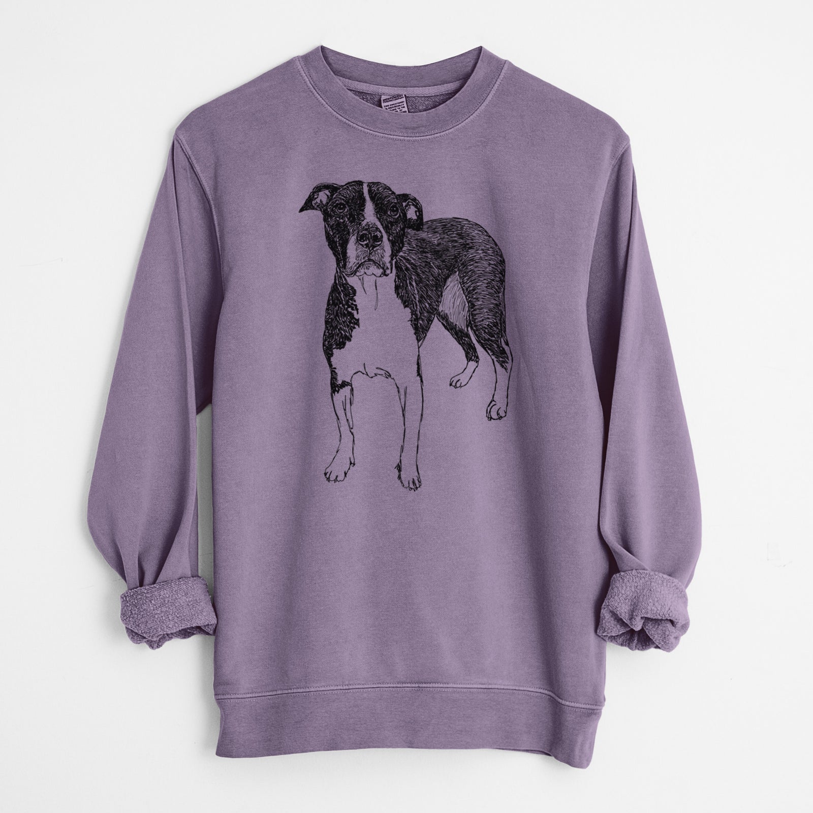 Doodled Harley Quinn the American Staffordshire Terrier - Unisex Pigment Dyed Crew Sweatshirt