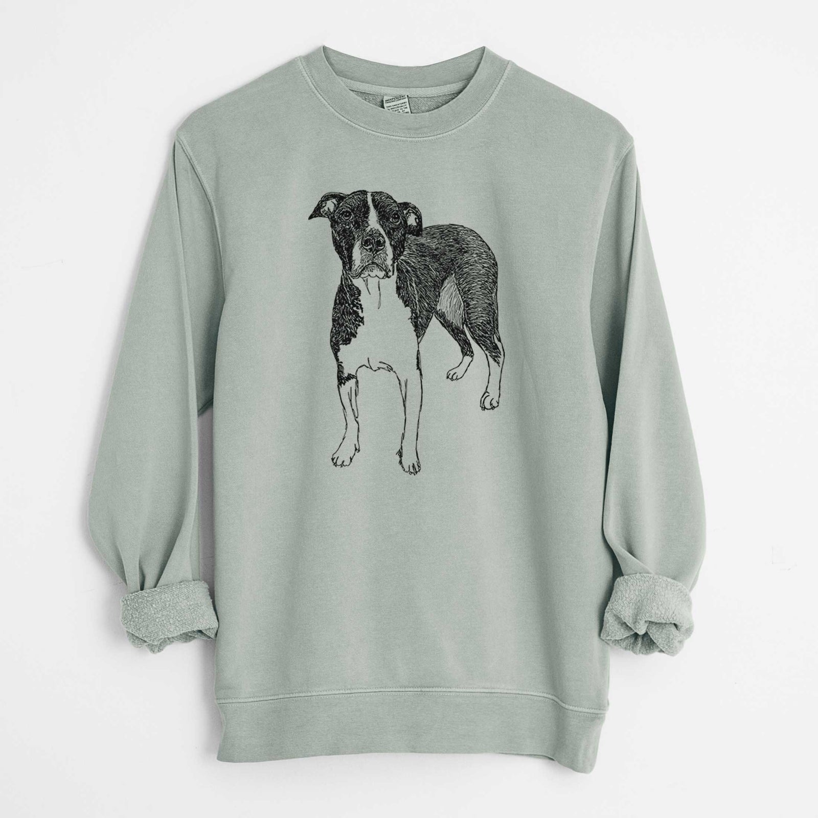 Doodled Harley Quinn the American Staffordshire Terrier - Unisex Pigment Dyed Crew Sweatshirt