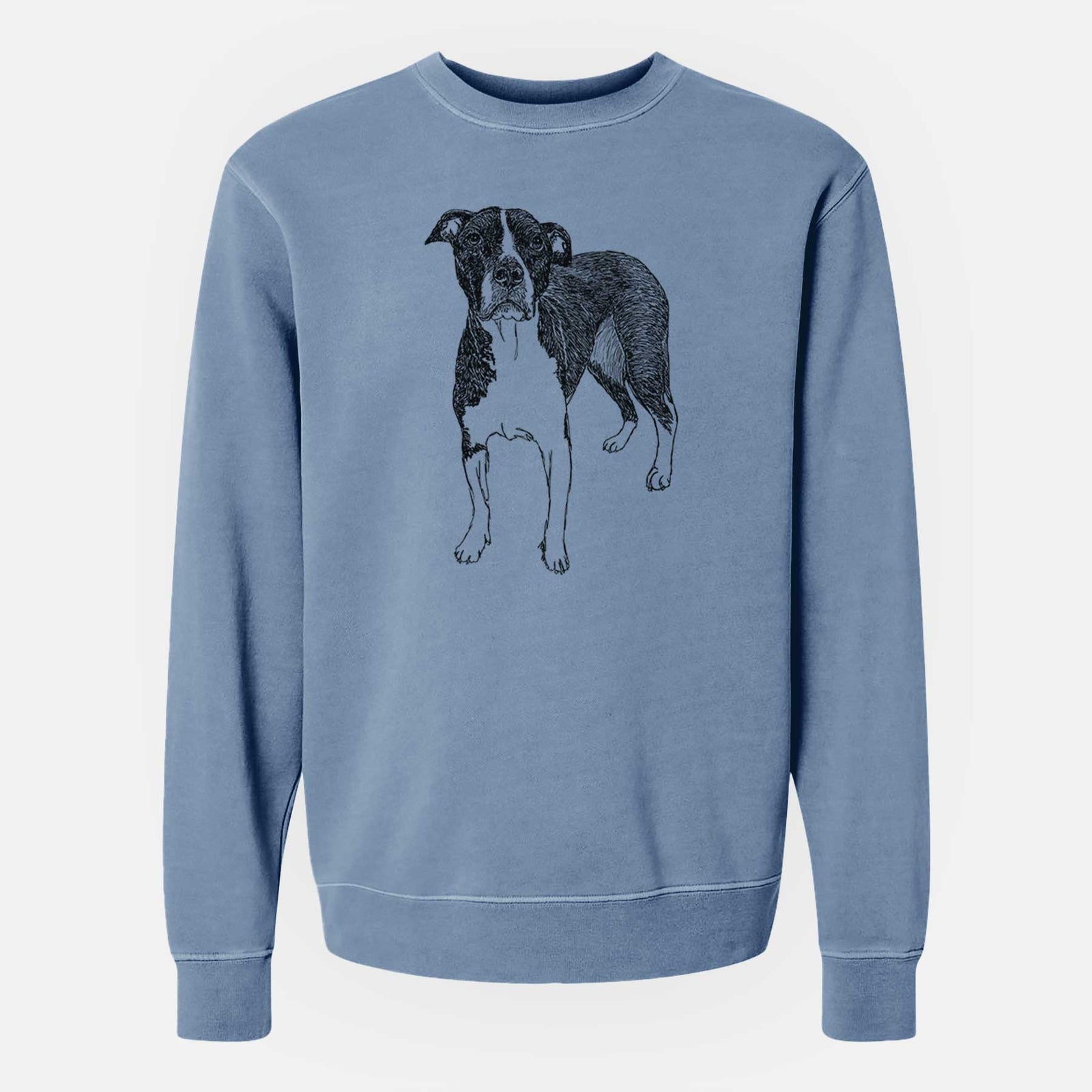 Doodled Harley Quinn the American Staffordshire Terrier - Unisex Pigment Dyed Crew Sweatshirt