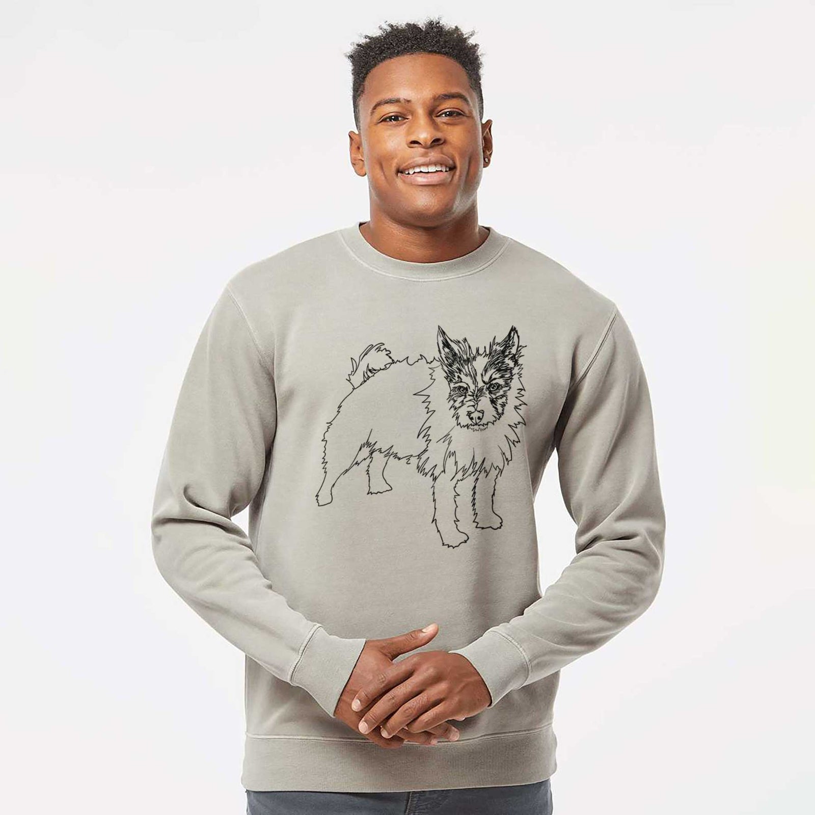 Doodled Harry the Jack Russell Terrier - Unisex Pigment Dyed Crew Sweatshirt