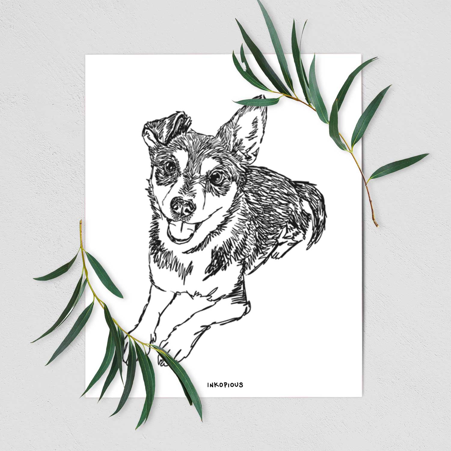 Doodled Hercules the Terrier Mix Art Print