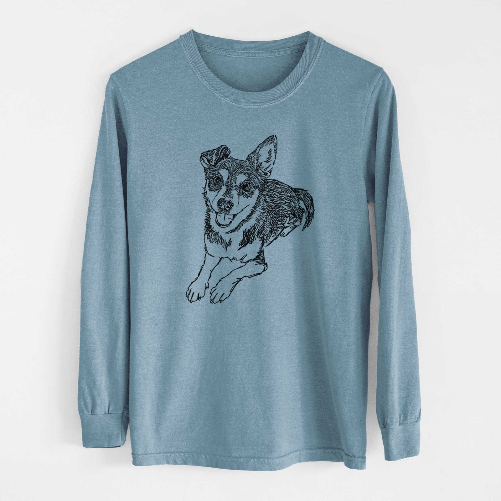 Doodled Hercules the Terrier Mix - Heavyweight 100% Cotton Long Sleeve