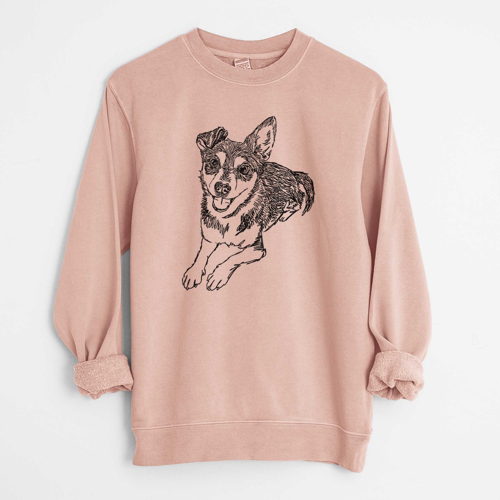 Doodled Hercules the Terrier Mix - Unisex Pigment Dyed Crew Sweatshirt