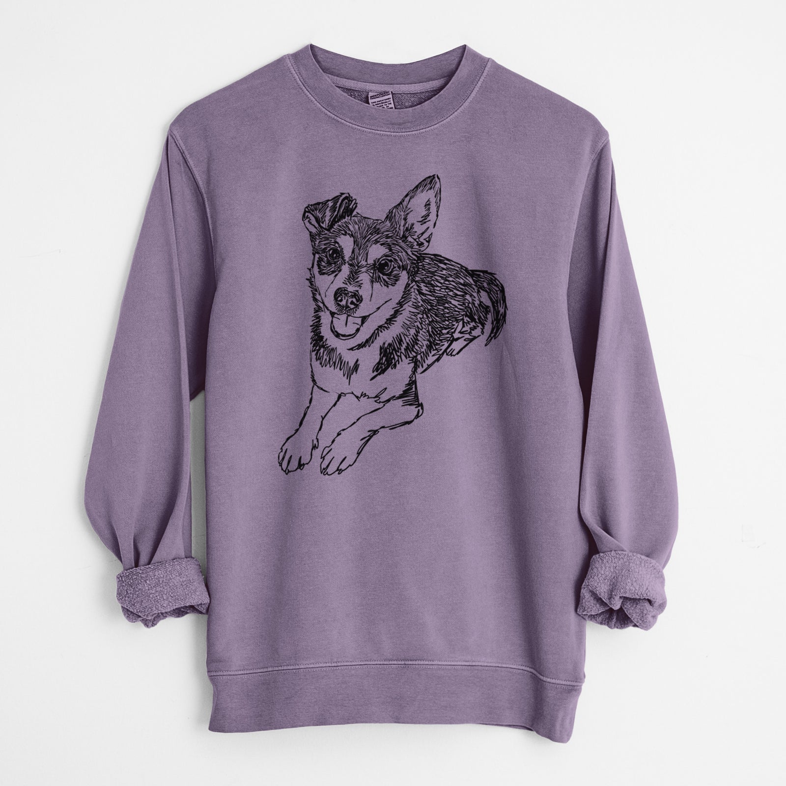 Doodled Hercules the Terrier Mix - Unisex Pigment Dyed Crew Sweatshirt