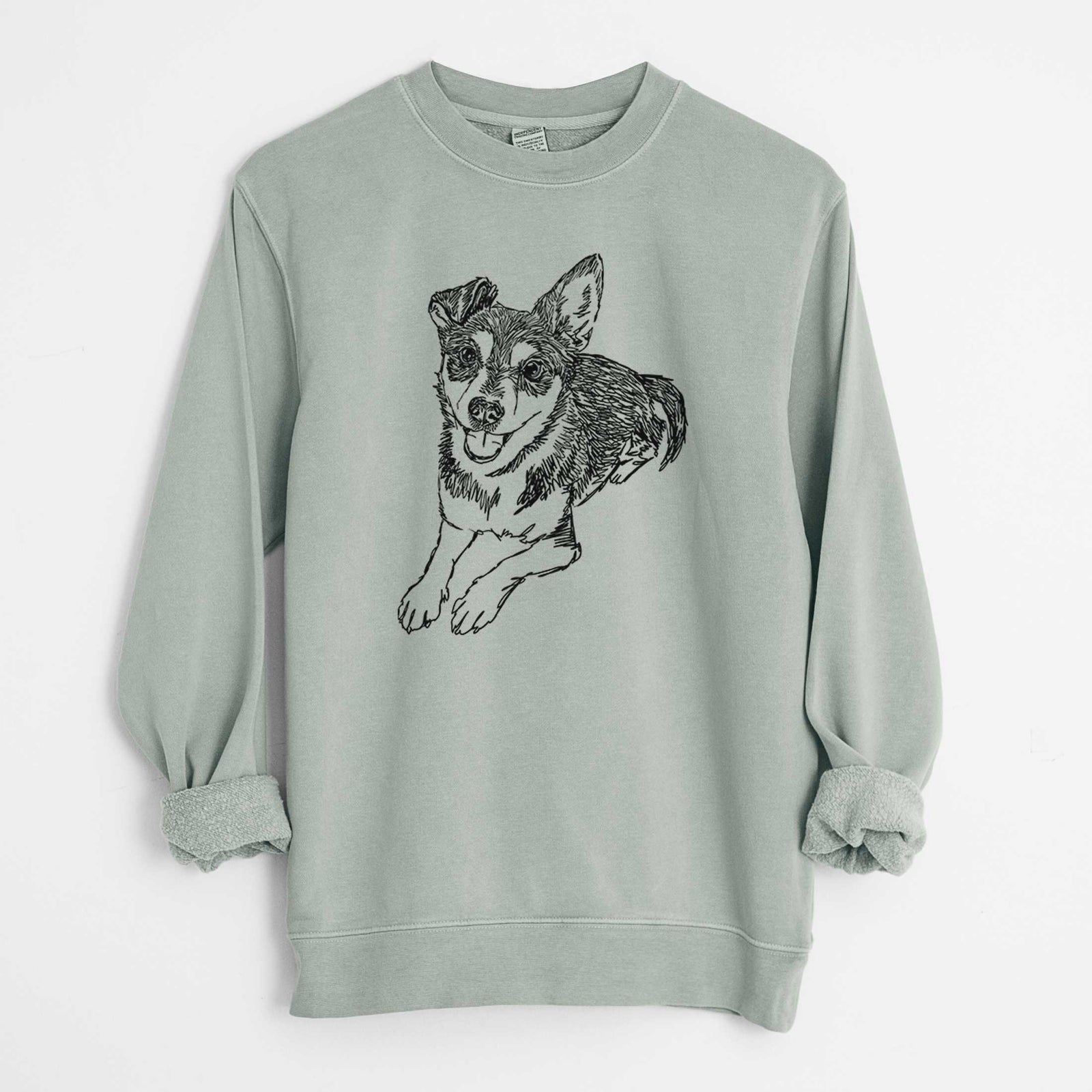 Doodled Hercules the Terrier Mix - Unisex Pigment Dyed Crew Sweatshirt