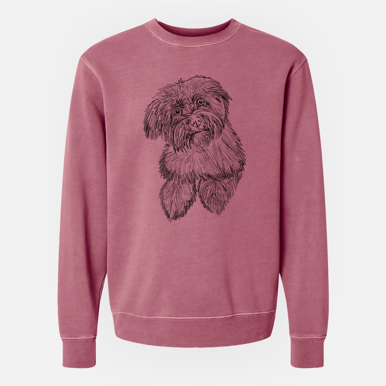 Doodled Hershey the Havanese - Unisex Pigment Dyed Crew Sweatshirt