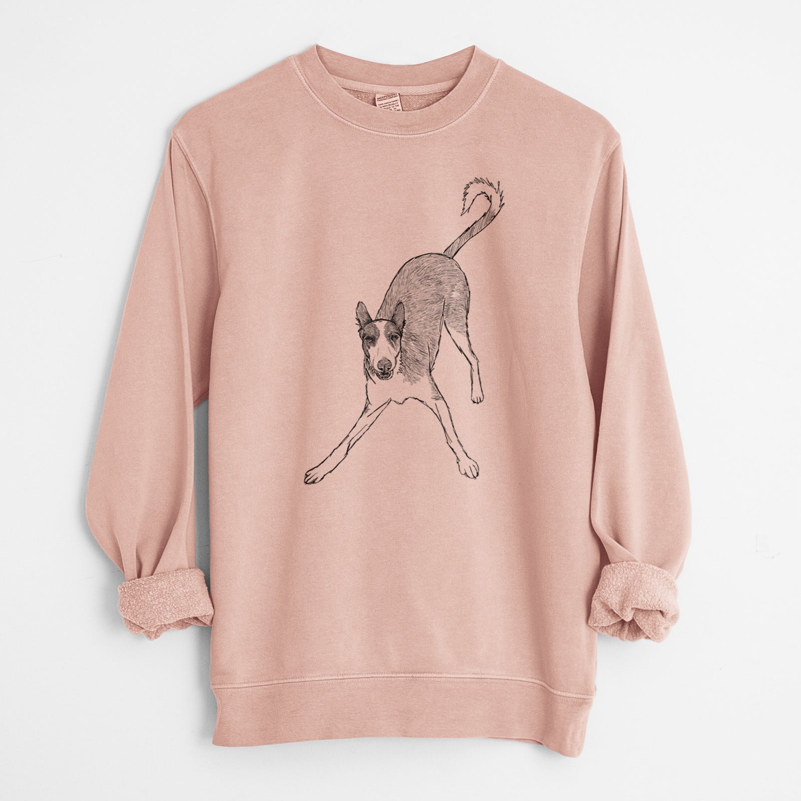Doodled Hunee the Ibizan Sighthound - Unisex Pigment Dyed Crew Sweatshirt
