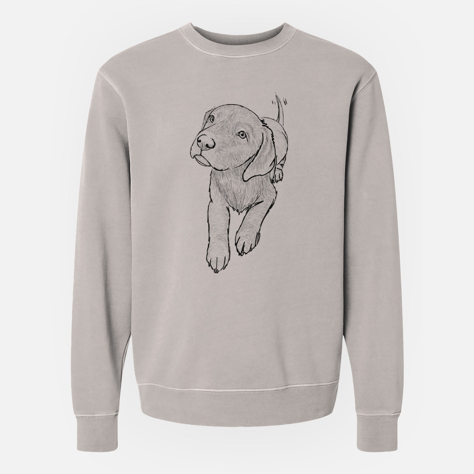 Doodled Indiana the Chocolate Lab - Unisex Pigment Dyed Crew Sweatshirt
