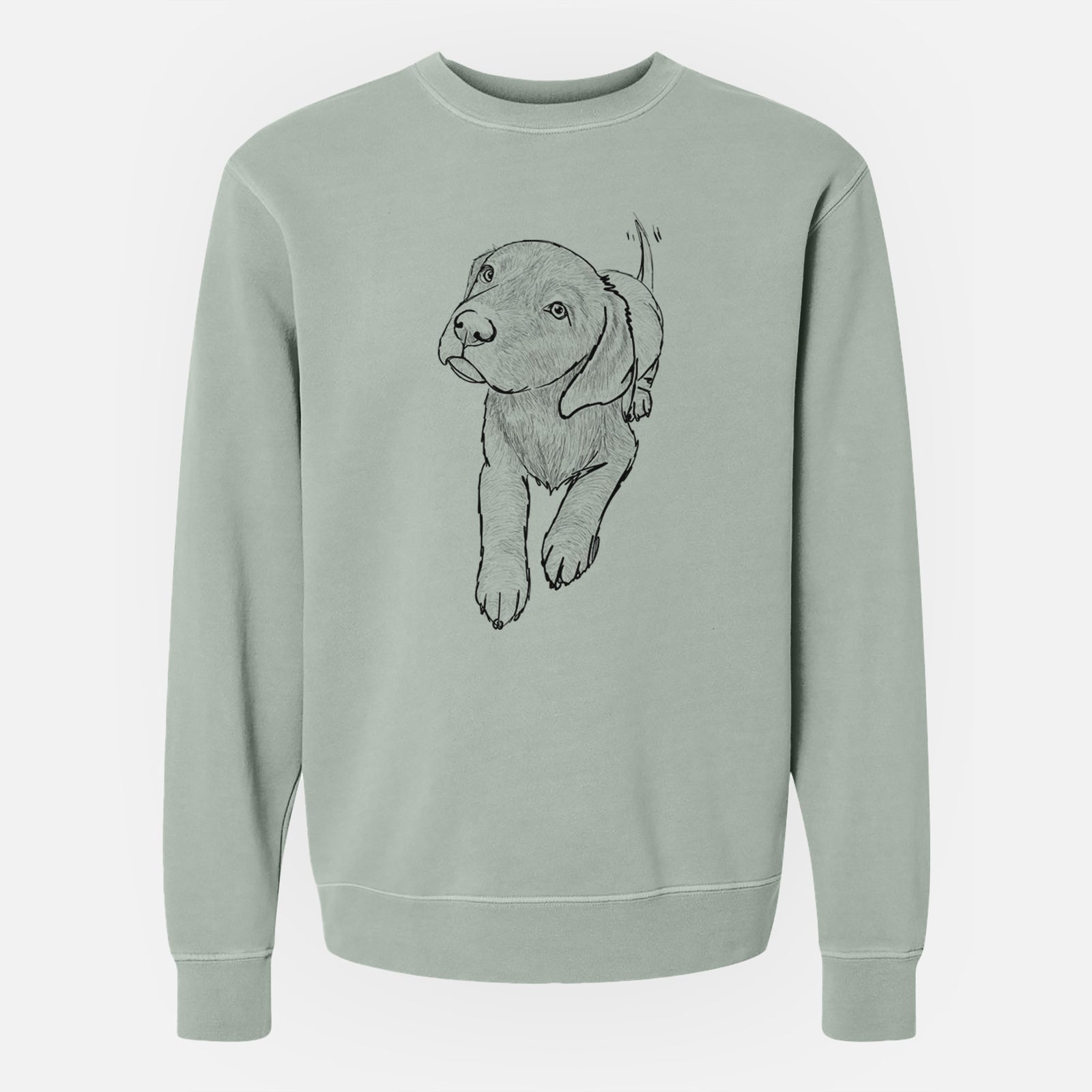 Doodled Indiana the Chocolate Lab - Unisex Pigment Dyed Crew Sweatshirt