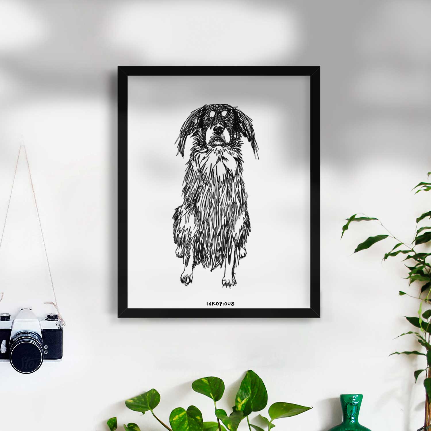 Doodled Indy the Mixed Breed Art Print