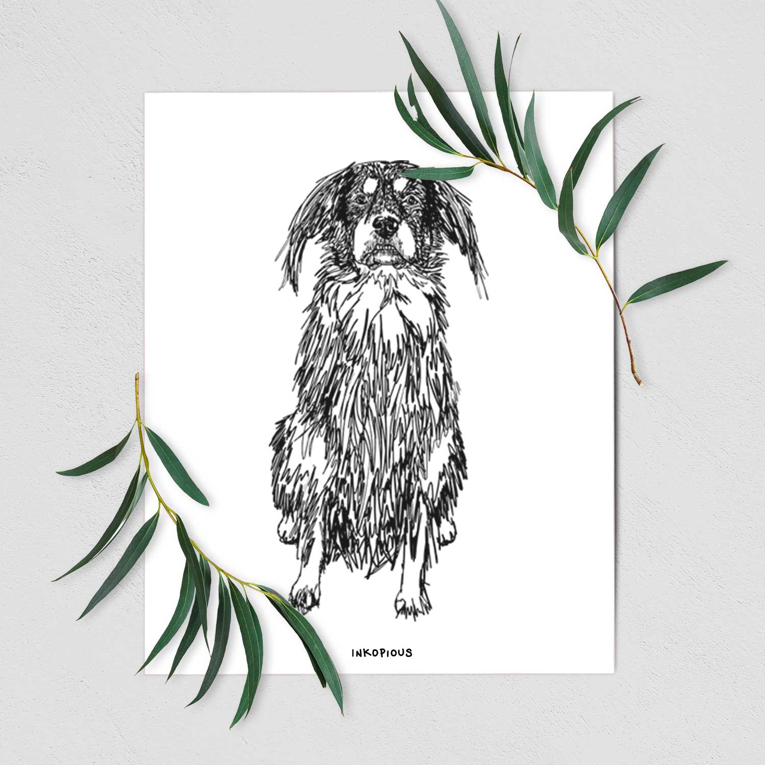 Doodled Indy the Mixed Breed Art Print