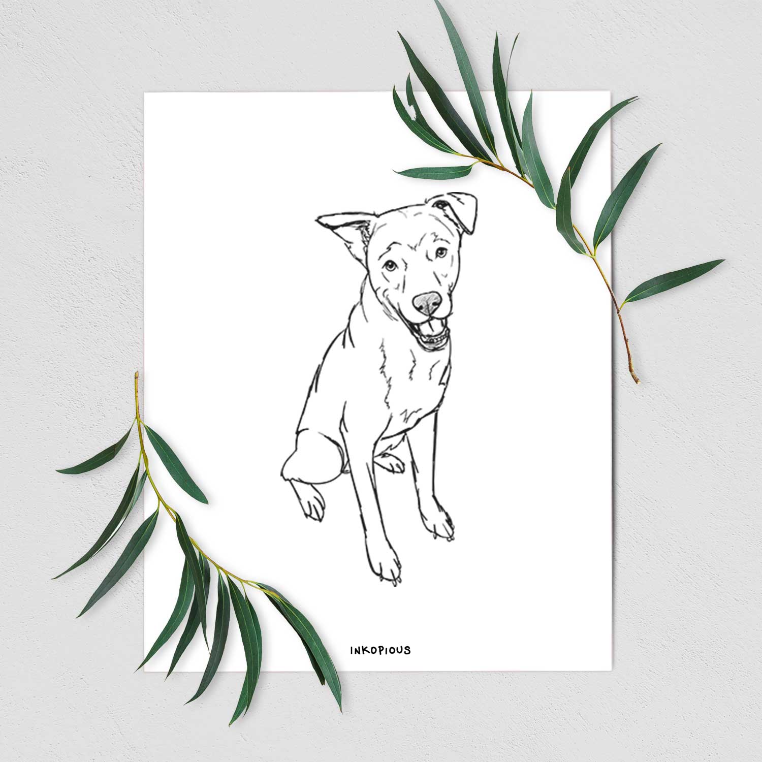 Doodled Indy the Mixed Breed Art Print
