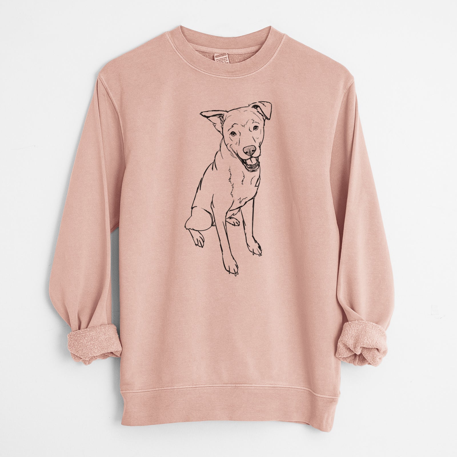 Doodled Indy the Mixed Breed - Unisex Pigment Dyed Crew Sweatshirt