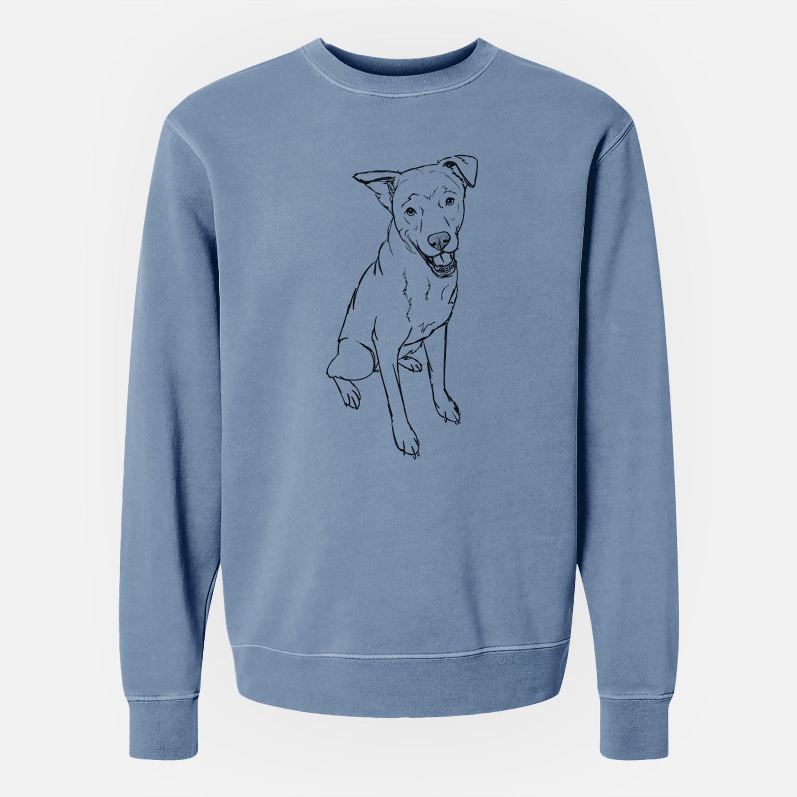 Doodled Indy the Mixed Breed - Unisex Pigment Dyed Crew Sweatshirt
