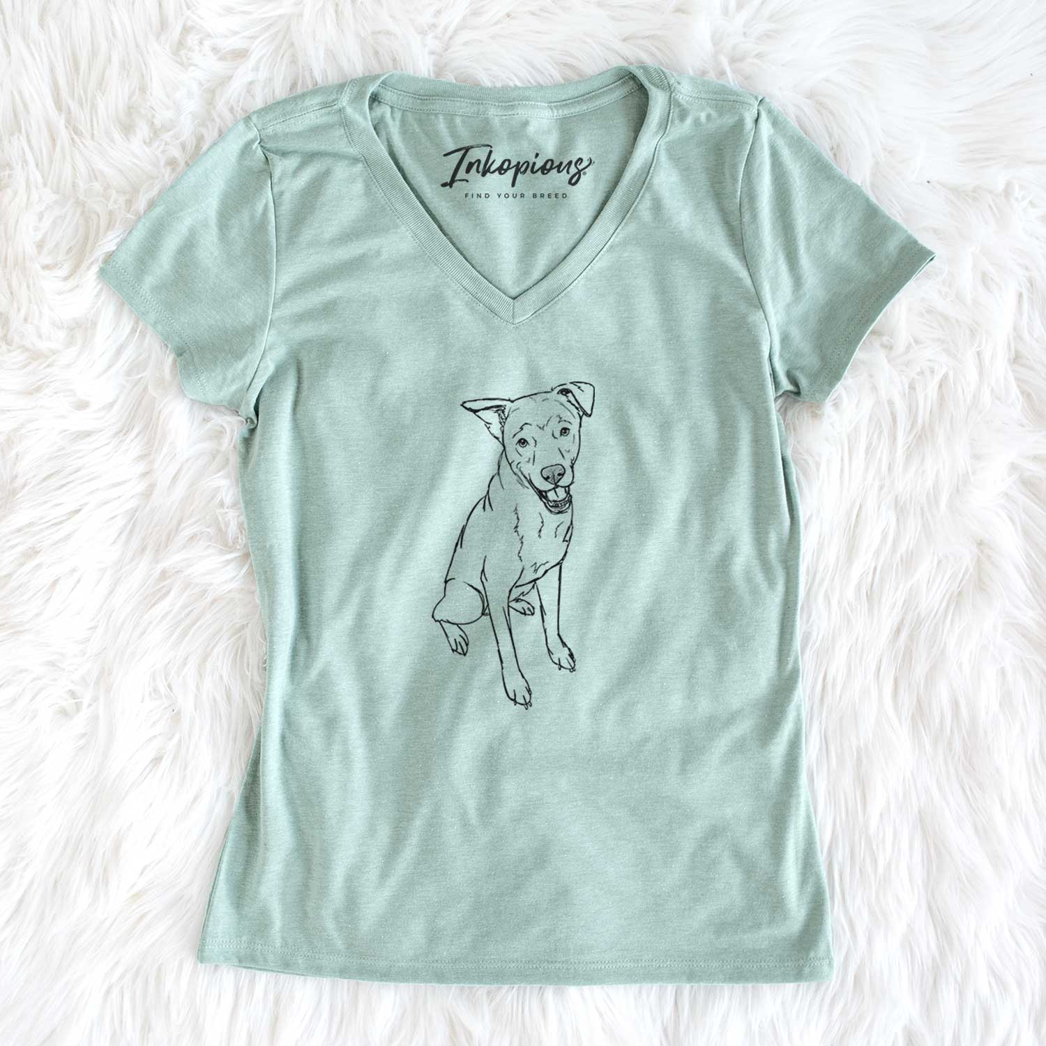 Doodled Indy the Mixed Breed - Women's V-neck Shirt