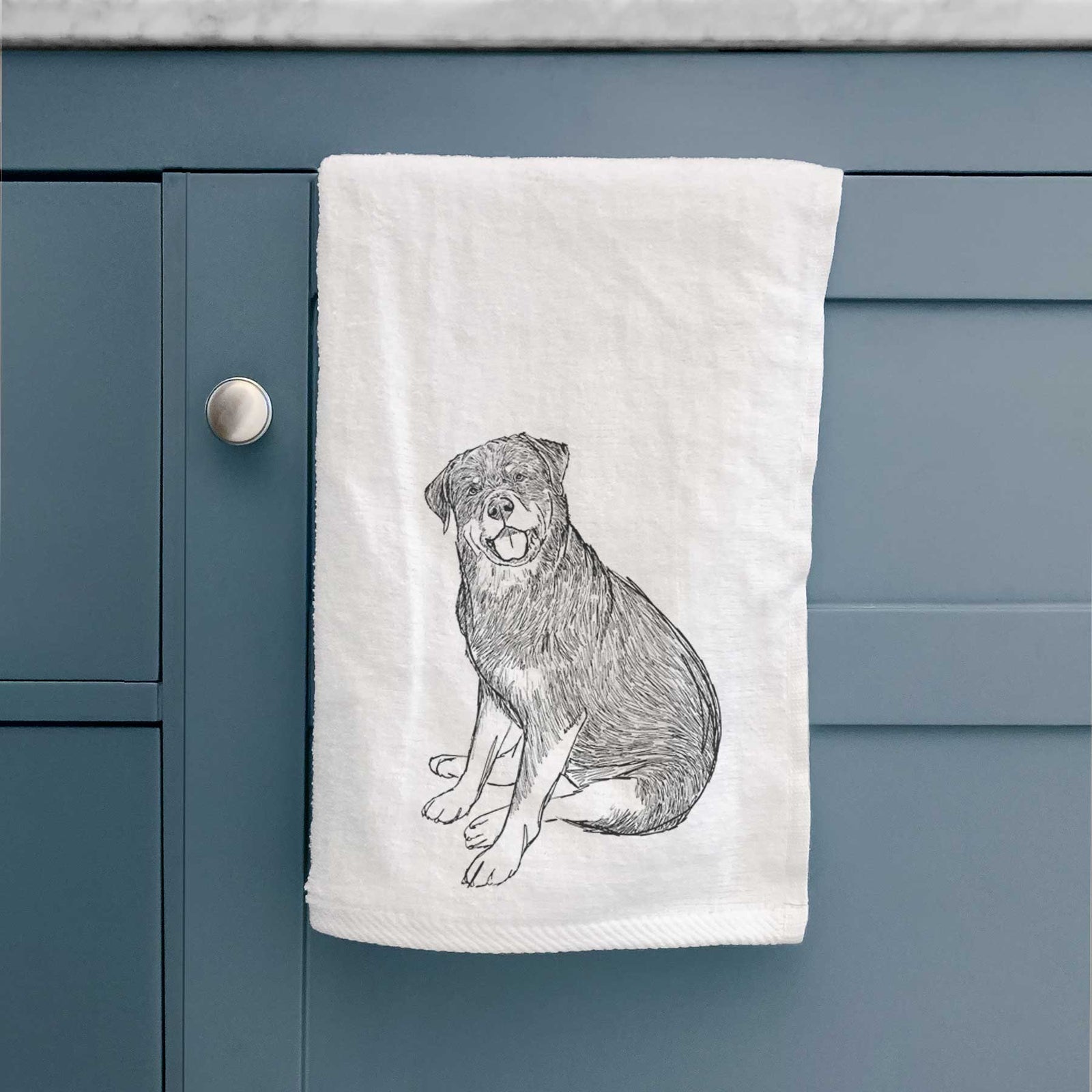 Doodled Indy the Rottweiler Decorative Hand Towel