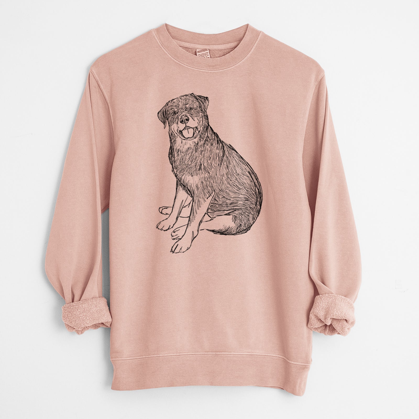 Doodled Indy the Rottweiler - Unisex Pigment Dyed Crew Sweatshirt