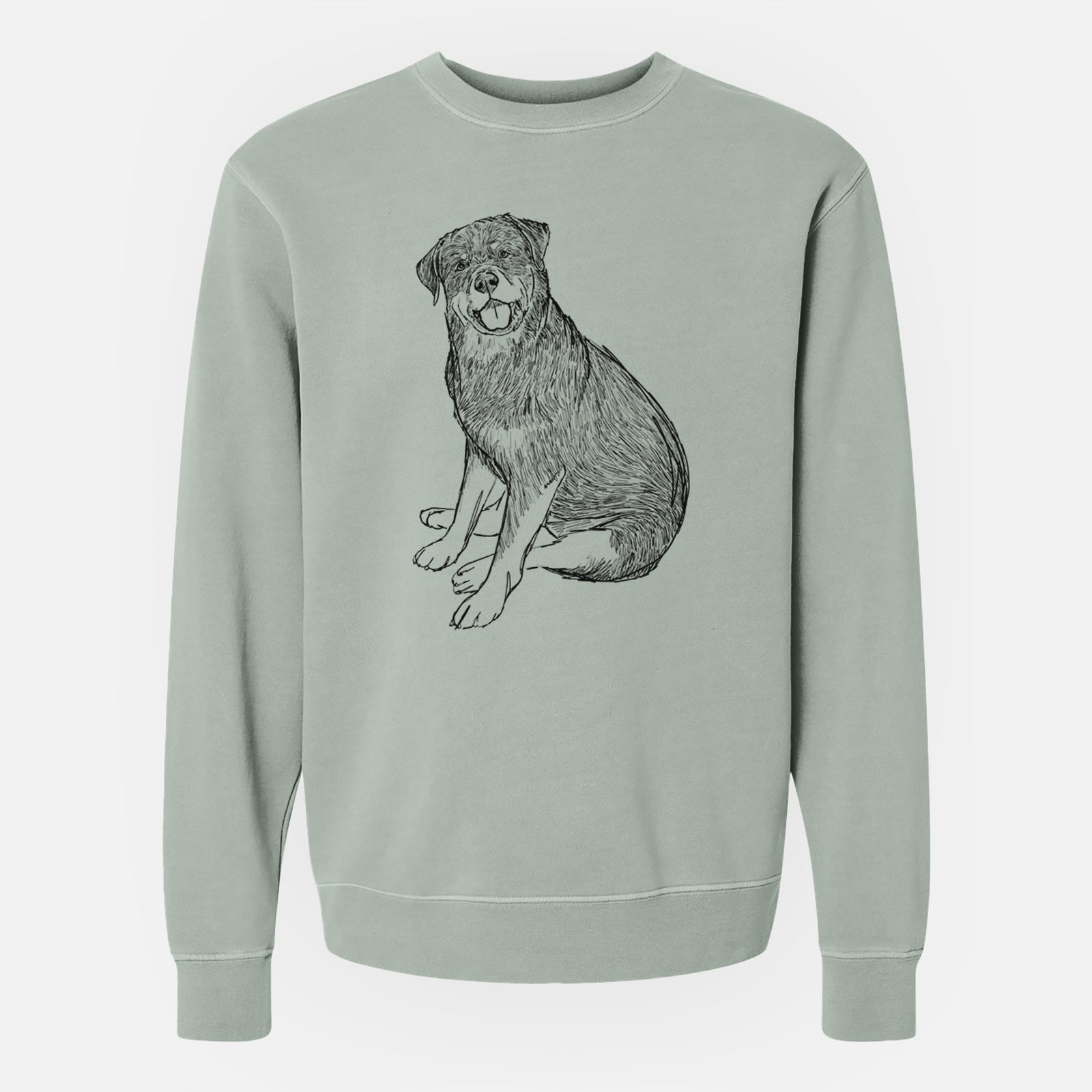 Doodled Indy the Rottweiler - Unisex Pigment Dyed Crew Sweatshirt
