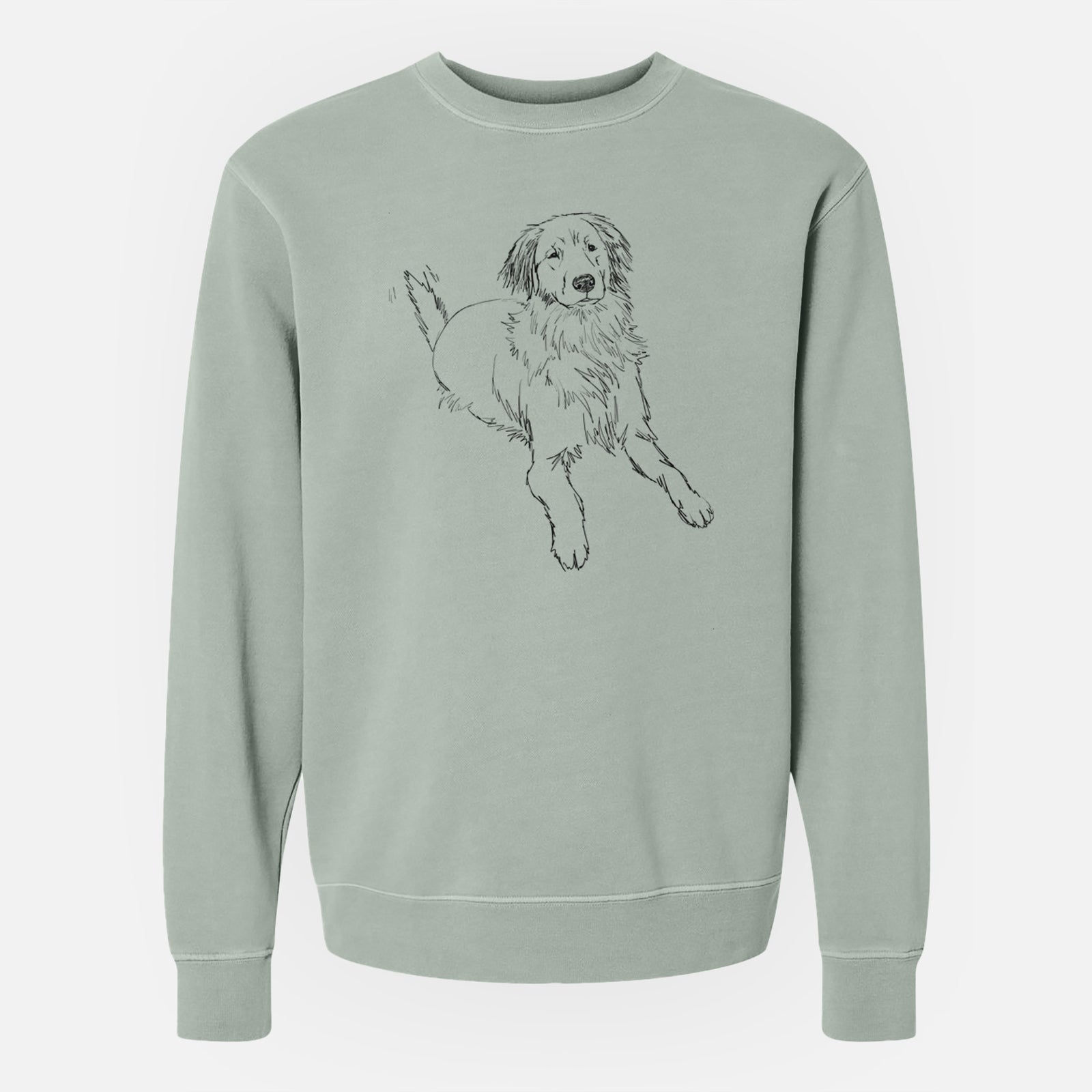 Doodled Jakearoni the Golden Retriever - Unisex Pigment Dyed Crew Sweatshirt