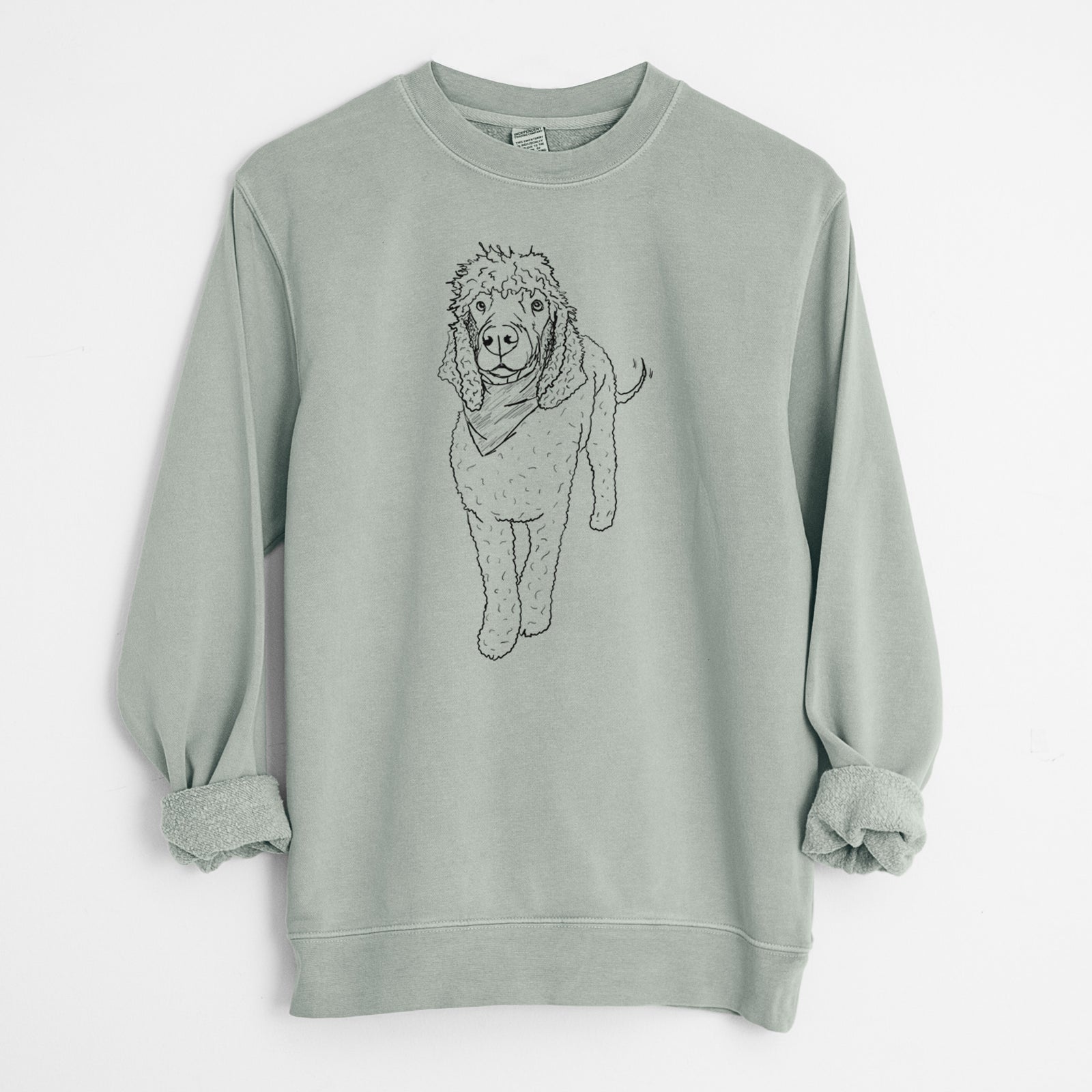 Doodled Jameson the Standard Poodle - Unisex Pigment Dyed Crew Sweatshirt