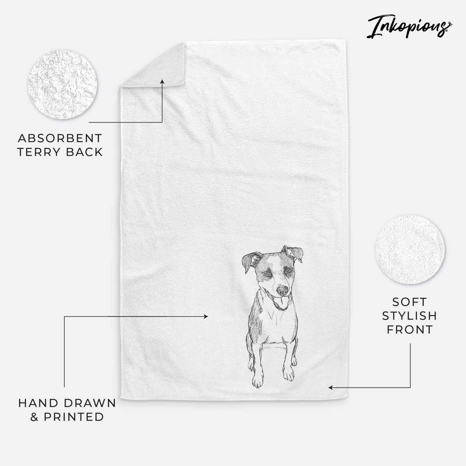 Doodled Jasper the Mixed Breed Decorative Hand Towel