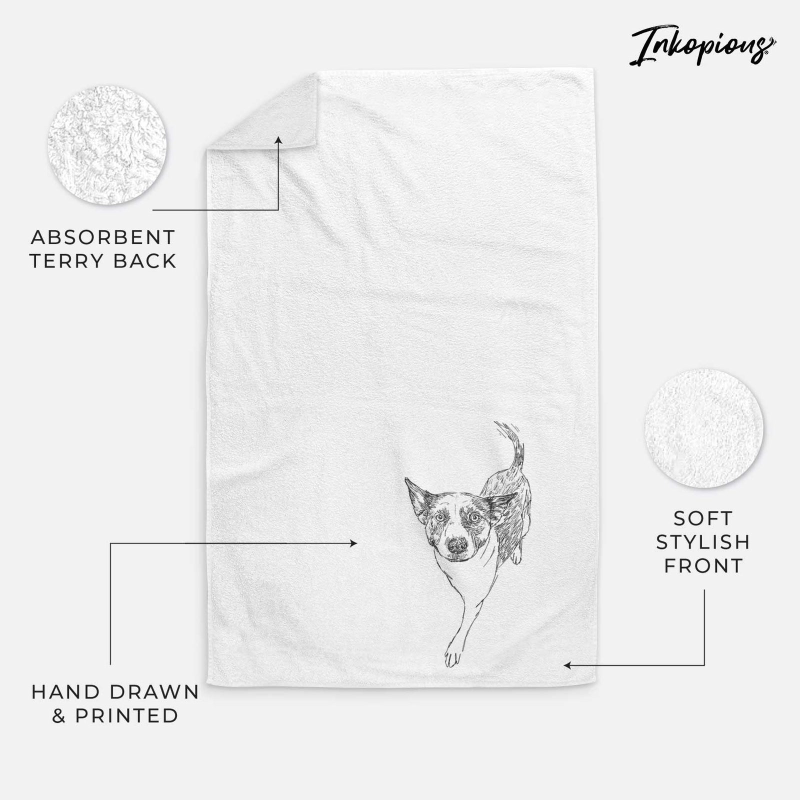 Doodled Jelly Bean the Mixed Breed Decorative Hand Towel